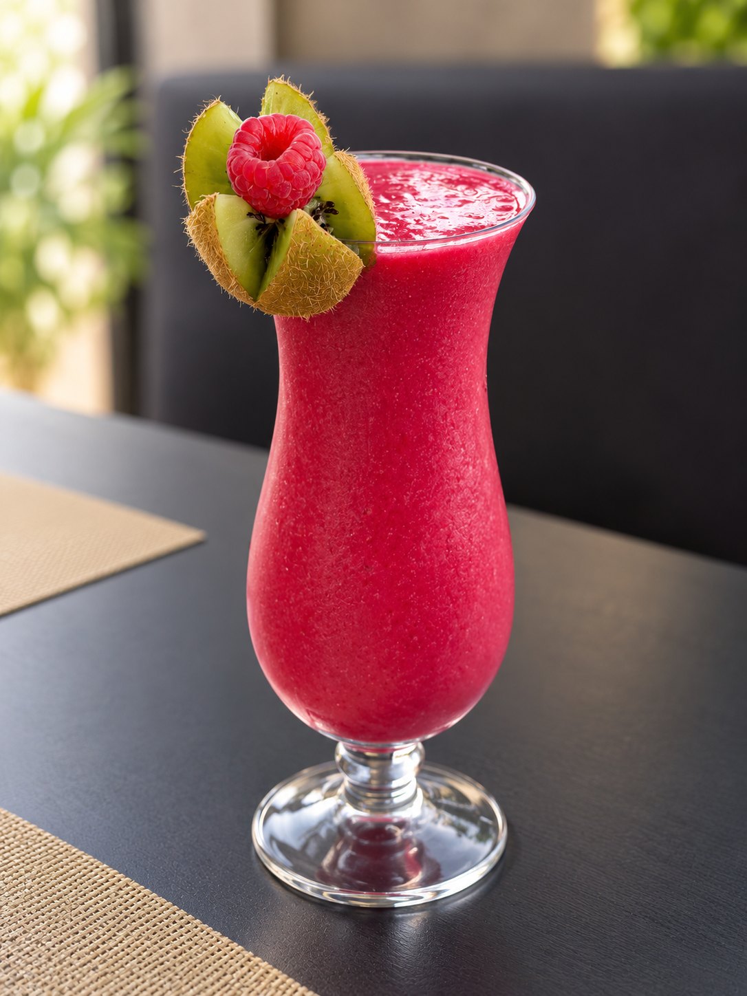 Boisson fraîche aux fruits rouges en terrasse